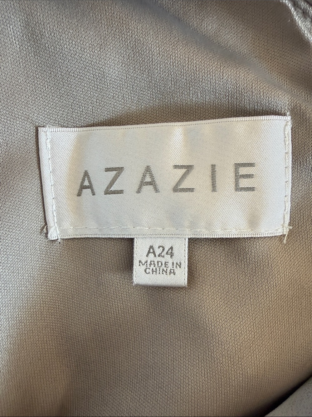 Azazie Light Gray Chiffon V-Neck Maxi Dress - Picture 3 of 3